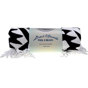 Loftex Loft Pool & Beach Round Cotton Towels, 65" Diameter, Black and White